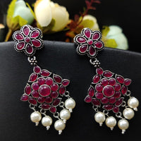 Designer Oxidized Stone Work Earring