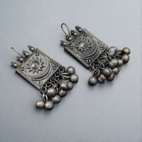 Antique Oxidized Replica Silver Polish Earring