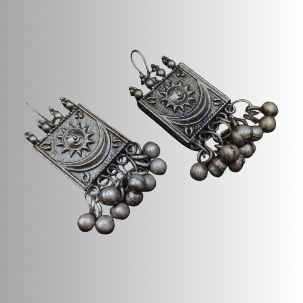 Antique Oxidized Replica Silver Polish Earring