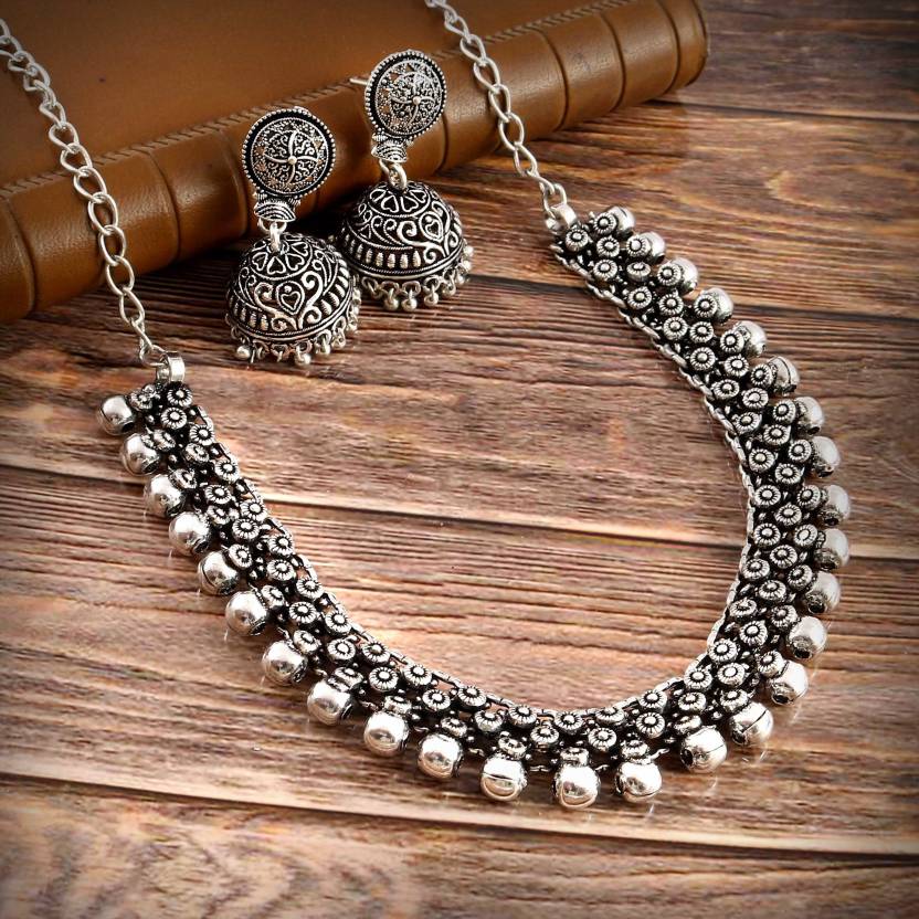 Designer Oxidized Stone Choker Set with a Touch of Elegant