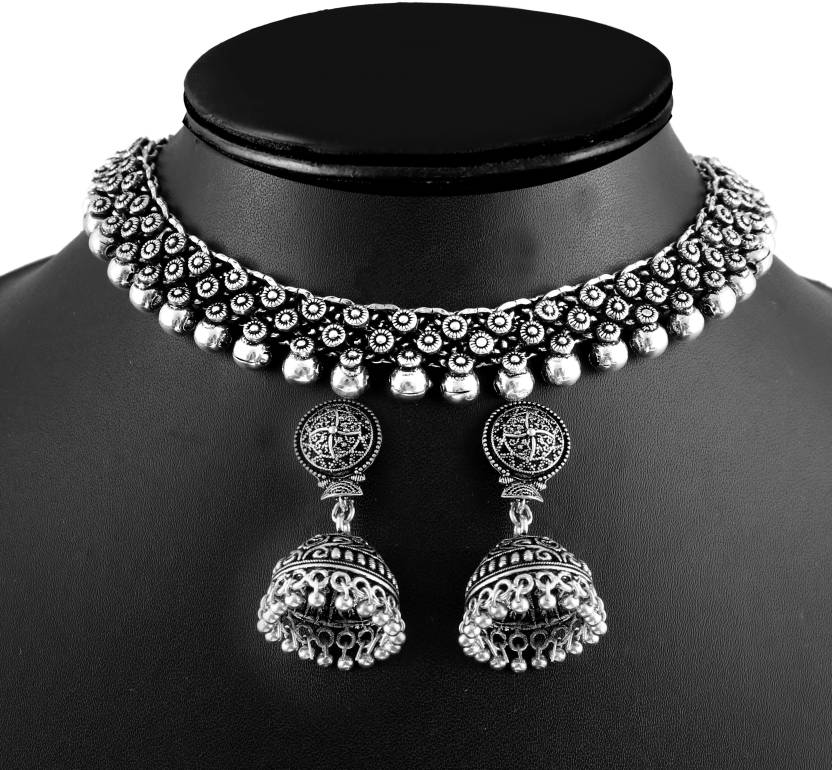 Designer Oxidized Stone Choker Set with a Touch of Elegant