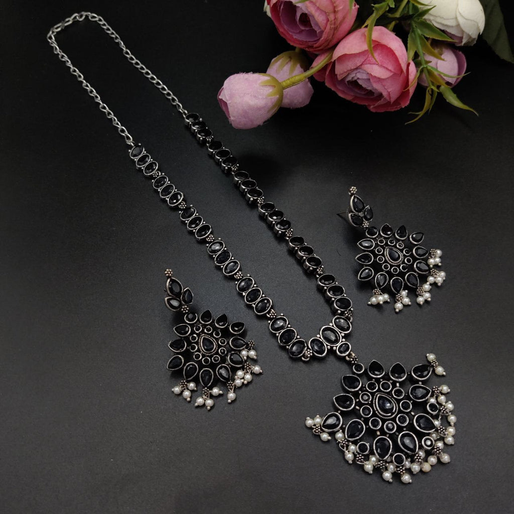 Oxidized Silver Plated Choker Necklace Set