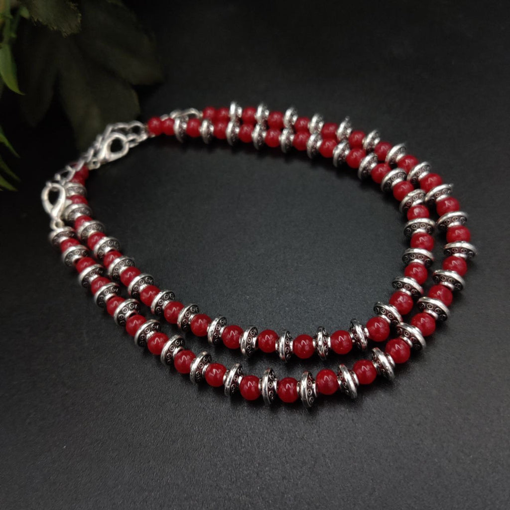 German Silver Oxidized Beads Anklet