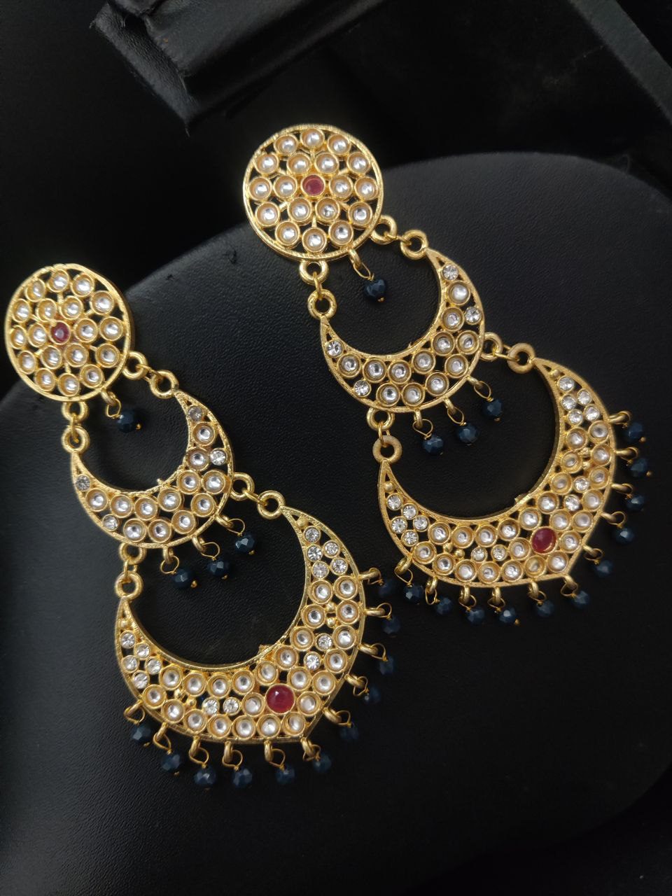 Gold Plated Chandbali Stud Dangler Earrings